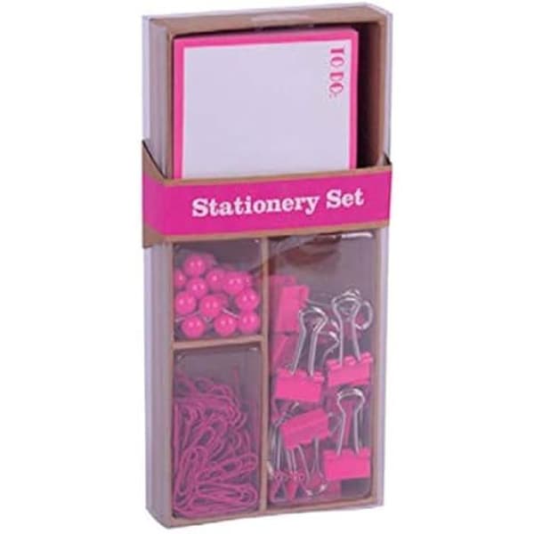 Ensemble bureau - APLI - Fluor Collection - Rose - 25 häftstift - 80 klämmor - 20 fällbara klämmor