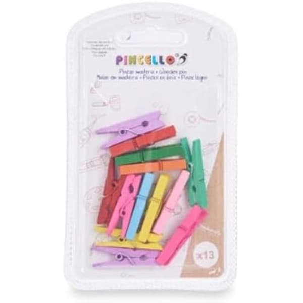 Träklämmor - PINCELLO - Flerfärgad - 24 enheter - Mått 15x24,5 cm - Kvalitet till bästa pris