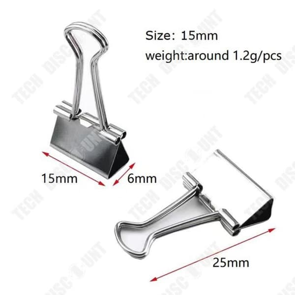 TD® 48 högkvalitativa nickelpläterade silverpärmklämmor, 15 mm metallsedelhållare, arkivklämmor
