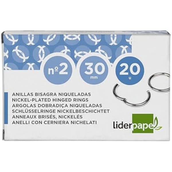 Hängande ringar - LIDERPAPEL - nr 2 - Förnicklade - Diameter 30 mm - Paket med 20 ringar