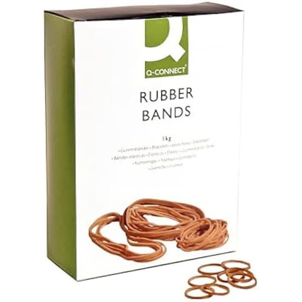 Gummiband - Q-CONNECT - Modell 54322 - Blandade färger - Plast - Mått 7x24,5x17,5 cm
