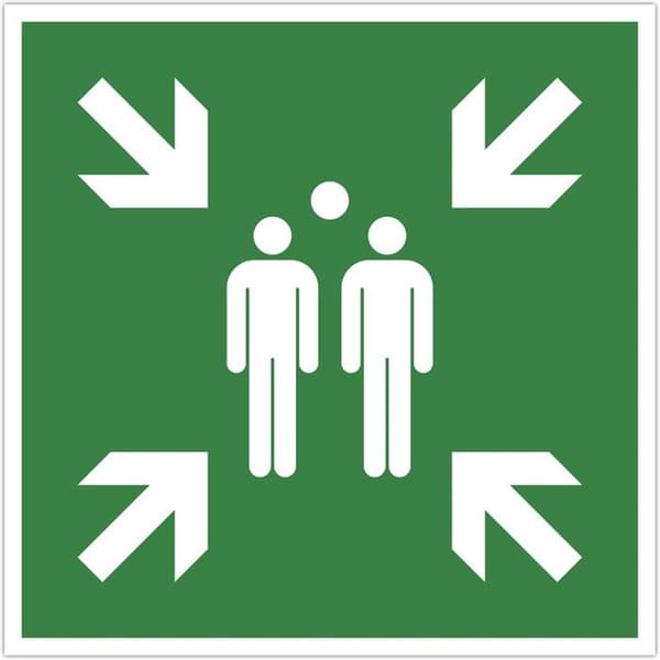 Skylt - Samlingspunkt - 30x30cm - Grön/vit - PVC - Signaletik
