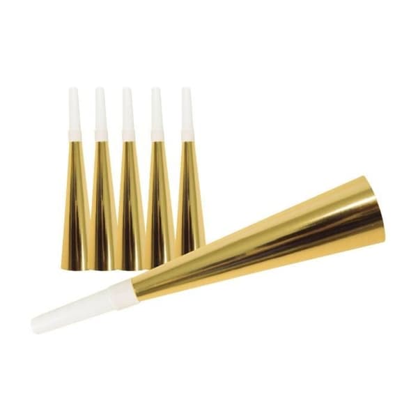 P'TIT Clown re30181 - Paket med 6 pappers-trumpeter GULD