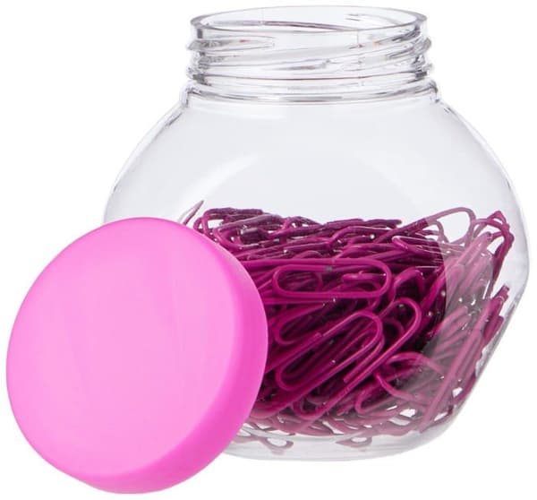 Ebuygb - 1292238 - 27mm 200 färgad plastklämma i metallbelagd godislåda - rosa