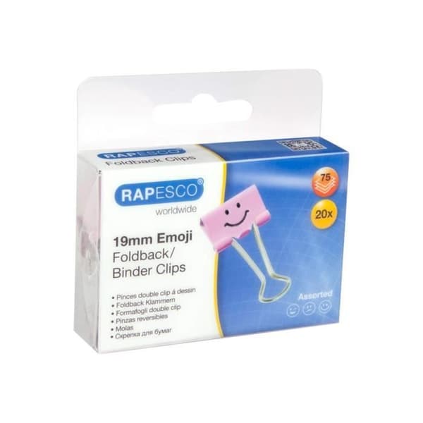 Rapesco Emoji Folding Leaf Clips 19mm Candy Pink 20 Pack