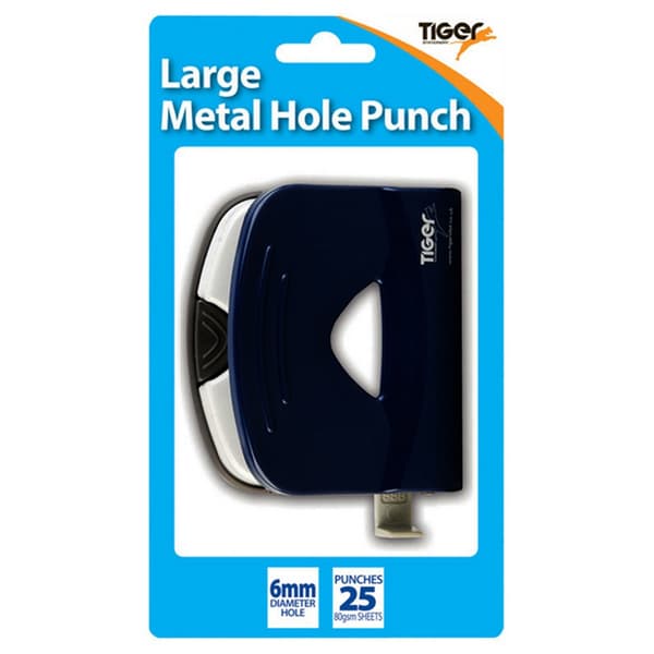 Tiger Stationery Two Hole Metal Hole Punch Black Small