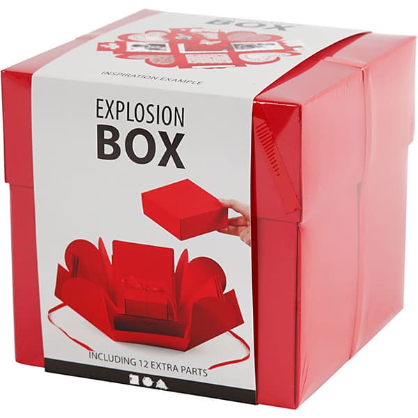 Exploding Box - H: 12 cm - Röd - Presentask