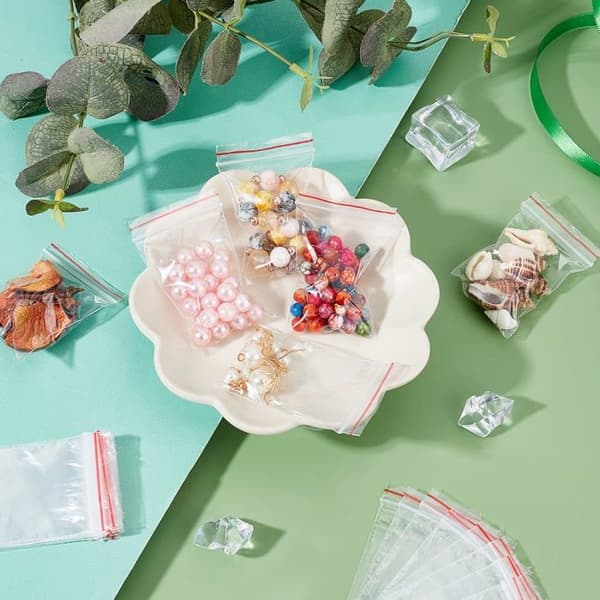 Skyddspåse - Pandahall plastpåse - X-OPP01 - Lot om 200 Transparenta plastpåsar med blixtlås Liten påse 6,5x4cm