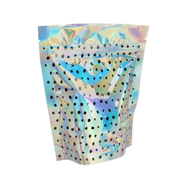 Holografisk presentpåse zip 14 cm 4 stycken