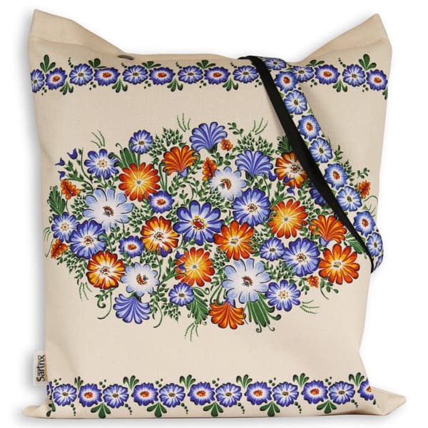 Taske folkemusik opole blomster sommer imprægneret beige