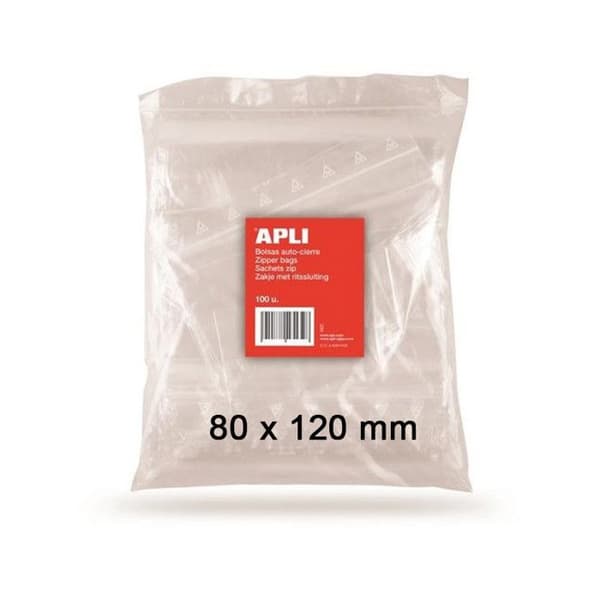 Återförslutningsbar plastpåse - Ej specificerad - 80 x 120 mm - Pack om 100 - PE 50µ - Hygienisk