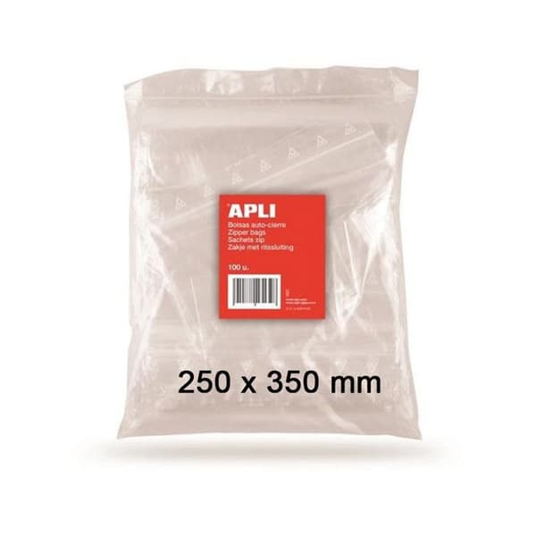 APLI återförslutningsbara plastpåsar - 100 stycken - 250 x 350 mm