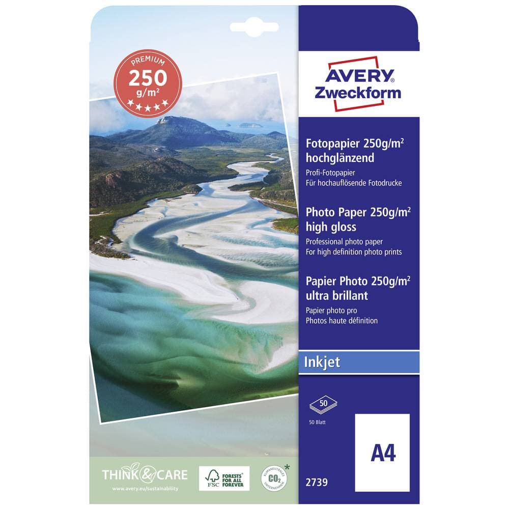 Avery-Zweckform Premium Photo Paper Inkjet 2739 Fotopapper DIN A4 40 ark Högglans