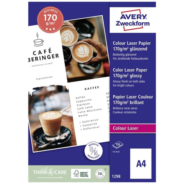 Avery-Zweckform Business Colour Laser Paper 1298 Skrivarepapper laser DIN A4 170 G/m² 150 ark Vit