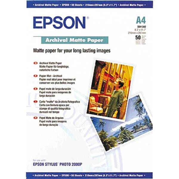 Epson Archival Matte Paper C13S041342 Fotopapper DIN A4 192 G/m² 50 ark Matt