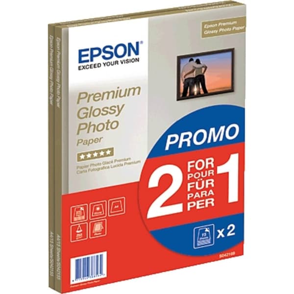 Epson Premium Glossy Photo Paper C13S042169 Fotopapper DIN A4 255 G/m² 30 ark Högglans