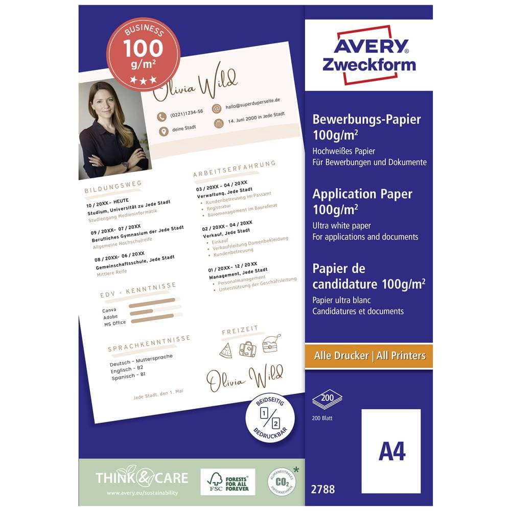 Avery-Zweckform 2788 2788 Applikationspapper DIN A4 200 ark Vit