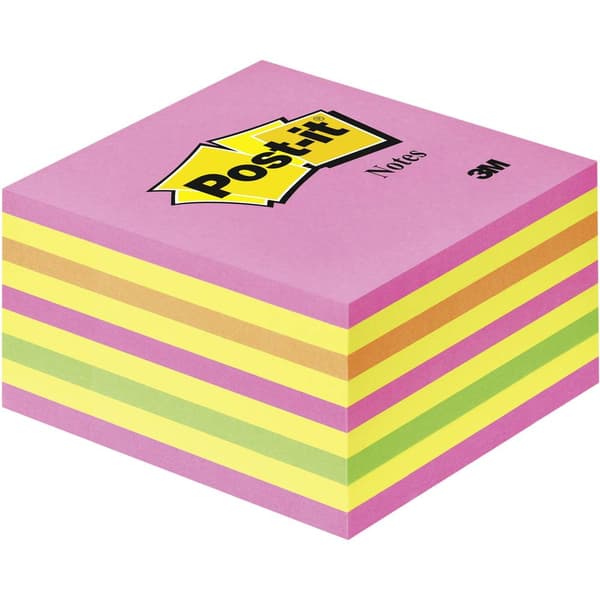 Post-it Häftnotisblock 2028NP 76 mm x 45 mm Neonrosa, Neongrön, Rosa, Gul 450 ark