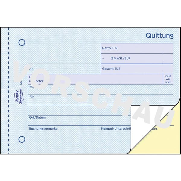 Avery-Zweckform 1735 Kvitto, formulär DIN A6 tvären Antal ark: 40 Vit 80 ark