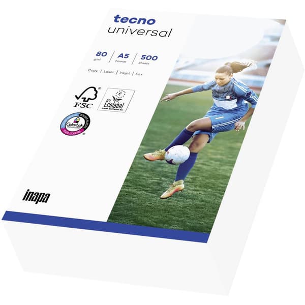 Inapa Tecno Universal 2100011541 Universal utskriftspapper kopieringspapper DIN A5 80 G/m² 500 ark Vit