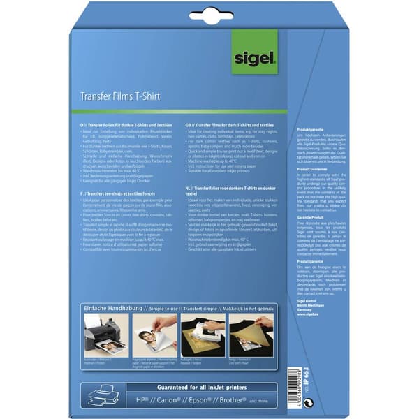 Sigel T1157 T1157 T-shirt transferfolie 250 G/m² 12 ark