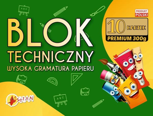 Tekninen lohko valkoinen A4 10 arkkia 300g PREMIUM Shan