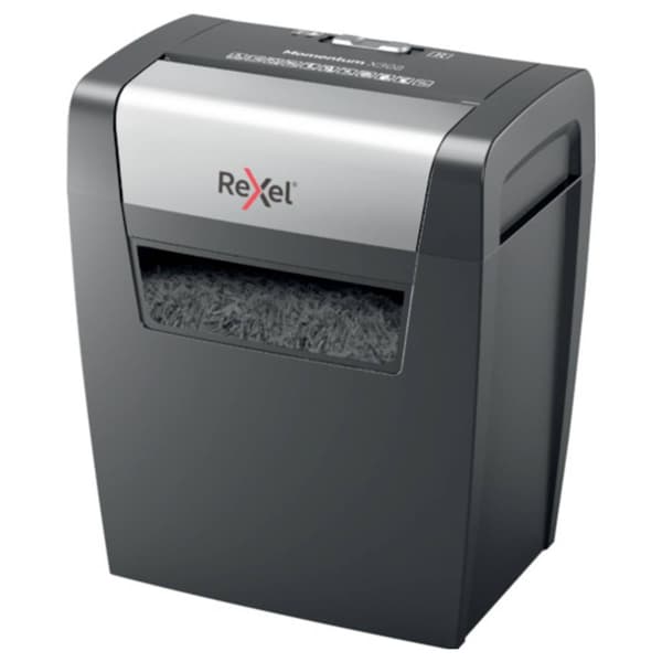 Rexel Momentum X308 Dokumentförstörare 8 ark Partikelsnitt 5 x 42 mm P-3 15 l Strimlar också Häftklamrar, Gem