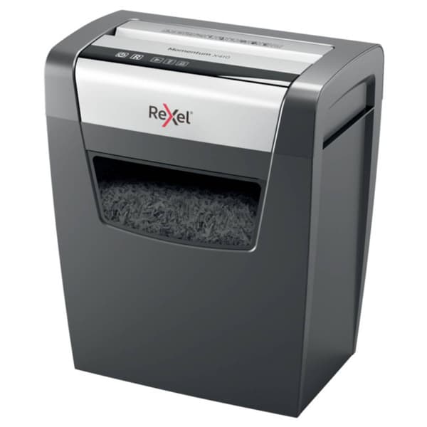 Rexel Momentum X410 Dokumentförstörare 10 ark Partikelsnitt 4 x 28 mm P-4 23 l Strimlar också Gem, Häftklamrar
