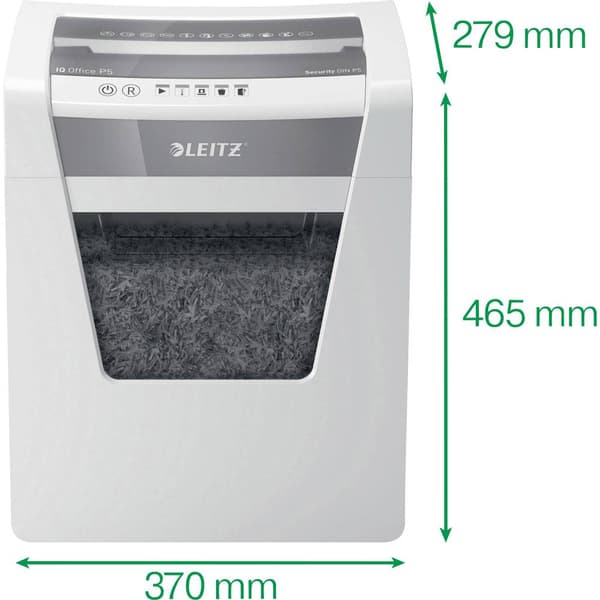 Leitz IQ Office P5 Dokumentförstörare 10 ark Partikelsnitt 2 x 15 mm P-5 23 l Strimlar också Häftklamrar, Gem