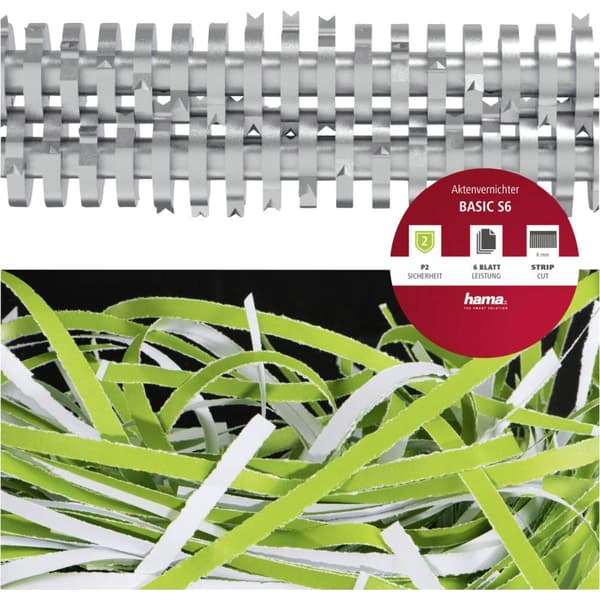 Hama Basic S6 Dokumentförstörare 7 ark Strimlor 6 mm P-1 8 l