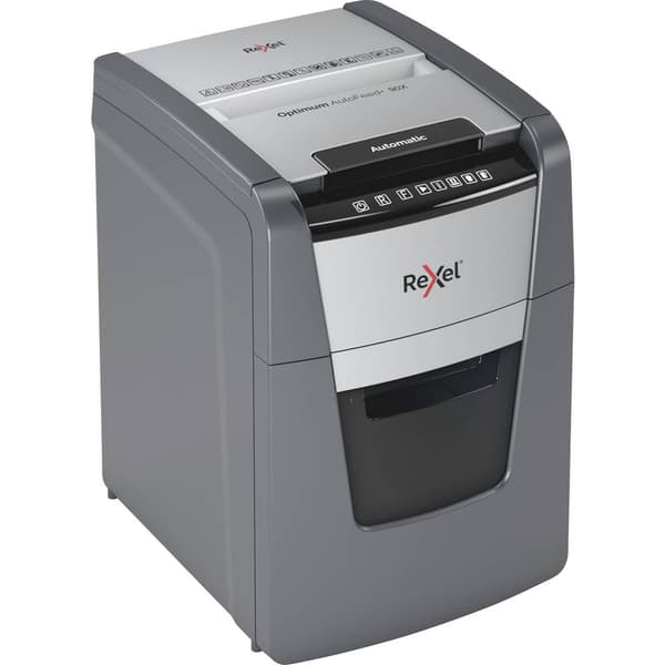 Rexel Optimum AutoFeed+ 90X Dokumentförstörare 90 ark Mikrosnitt 4 x 28 mm P-4 34 l Strimlar också Gem, Häftklamrar, Kr