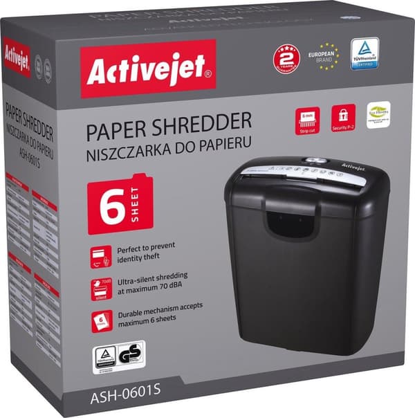 Silppuri Activejet ASH-1201D, P-3, 25 l, 45 mm silppuaa, musta ja hopea.