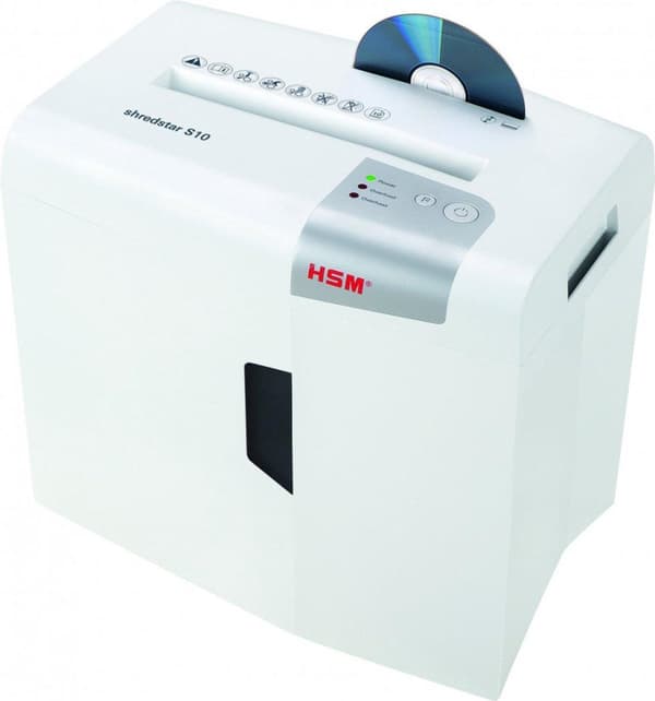 HSM S10 pappersförstörare Remsönderdelning 58 dB 22 cm Silver, Vit