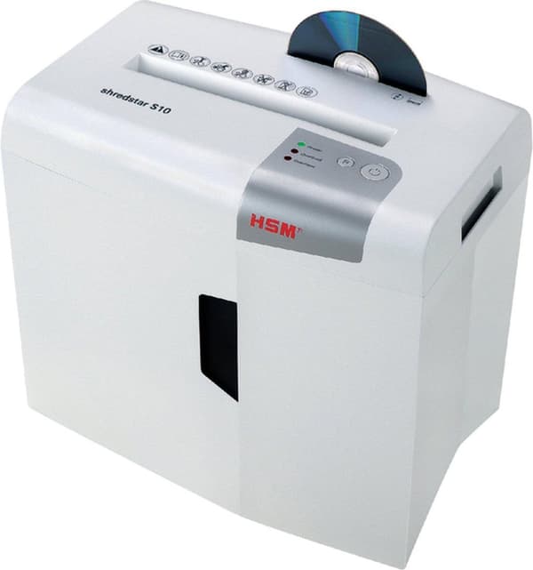 HSM S10 pappersförstörare Remsönderdelning 58 dB 22 cm Silver, Vit