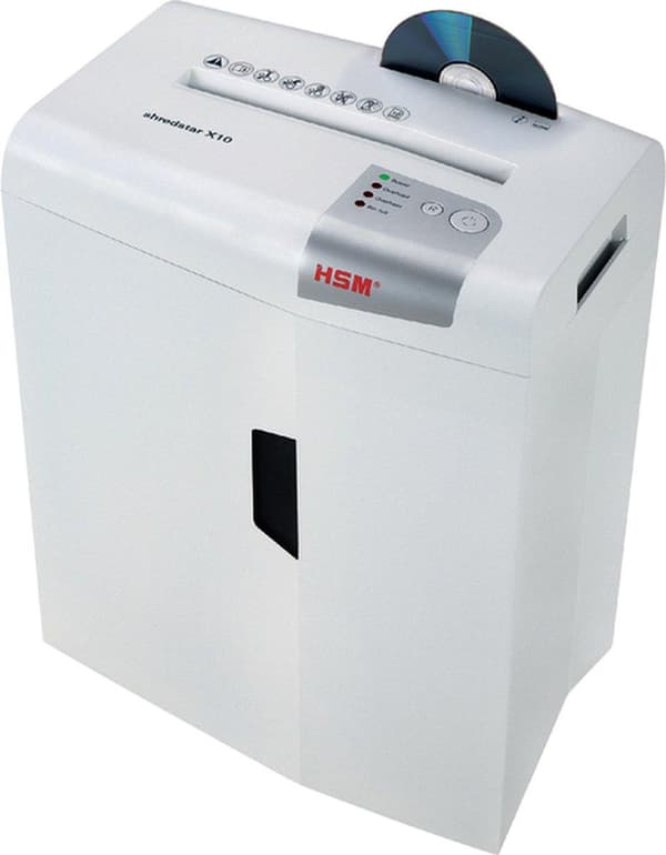 HSM shredstar X10 -asiakirjasilppuri, 4,5 x 30 mm + erillinen CD-leikkuri