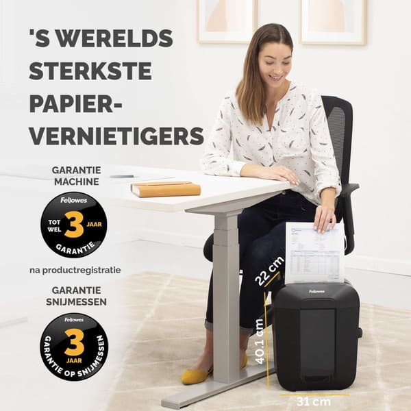 Fellowes Powershred LX41 papirmakulator Partikelskåret makulering Sort