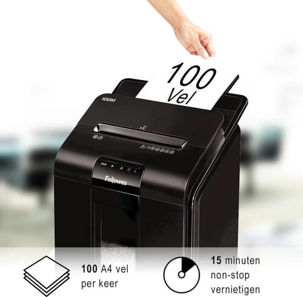 Fellowes AutoMax 100M paperisilppuri, silppuri, 22 cm, musta