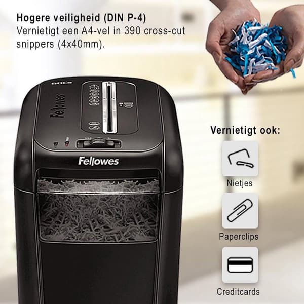 Fellowes 60Cs paperisilppuri Ristisilppuri 72 dB 23 cm Musta