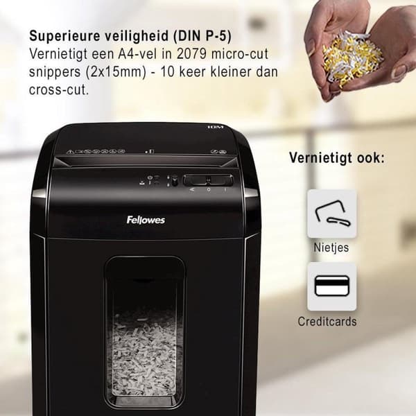 Fellowes Powershred 10M paperisilppuri, mikrosilppuri, musta