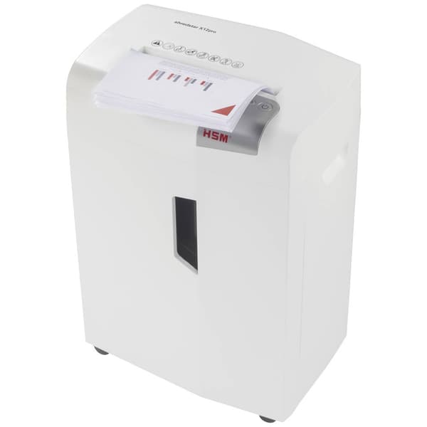 HSM shredstar X12pro Dokumentförstörare 12 ark CD-förstörelse, Partikelsnitt 2 x 15 mm P-5 26 l Strimlar också Gem, CD-