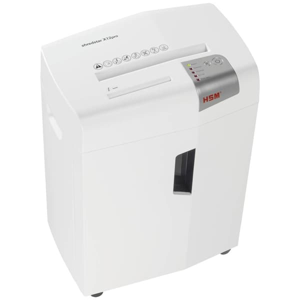 HSM shredstar X12pro Dokumentförstörare 12 ark CD-förstörelse, Partikelsnitt 2 x 15 mm P-5 26 l Strimlar också Gem, CD-