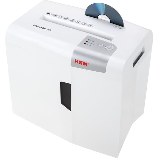 HSM shredstar X8 asiakirjasilppuri, 4,5 x 30 mm + erillinen CD-leikkuumekanismi