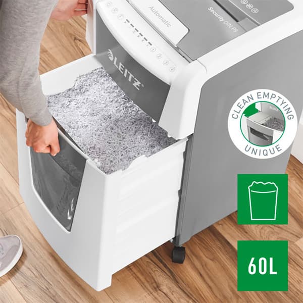 Leitz Silppuri Iq Auto+ Office 300 P5 Hopeinen