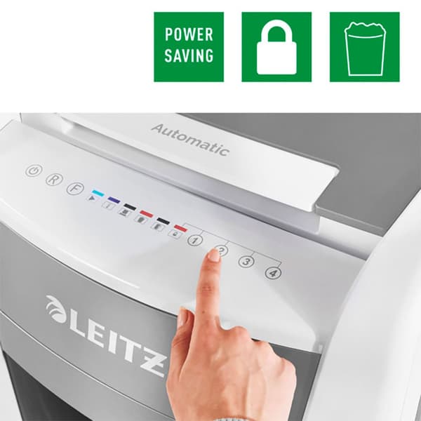 Leitz Silppuri Iq Auto+ Office 300 P5 Hopeinen