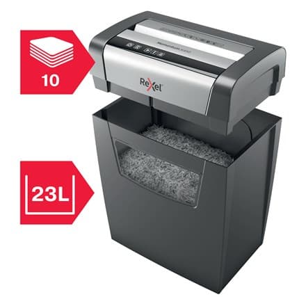 Rexel Momentum X410 papirmakulator Partikelskåret makulering Sort, Grå