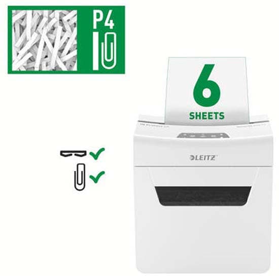 Leitz Asiakirjan Silppuri Iq Protect 6 P4 Hopeinen One Size / EU Plug