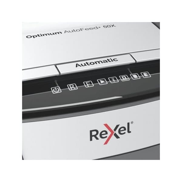 Dokumentförstörare - Rexel - Optimum Auto+ 50X - Cross cut - 50 ark - 20L
