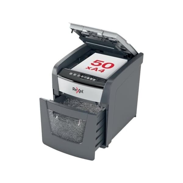 Dokumentförstörare - Rexel - Optimum Auto+ 50X - Cross cut - 50 ark - 20L