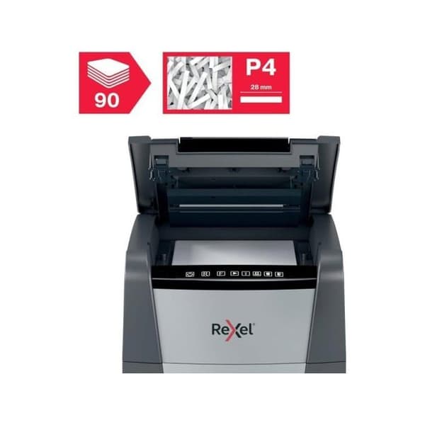 Dokumentförstörare - REXEL - Optimum Auto+ 90X - Korsklippning - 90 ark - 34L