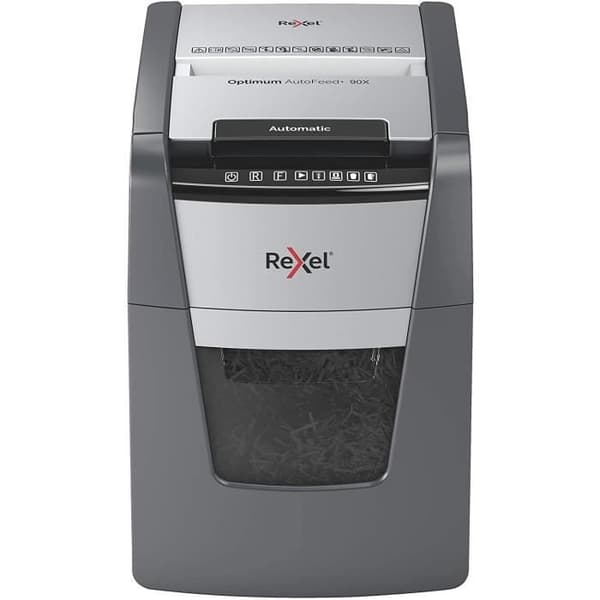Dokumentförstörare - REXEL - Optimum Auto+ 90X - Korsklippning - 90 ark - 34L